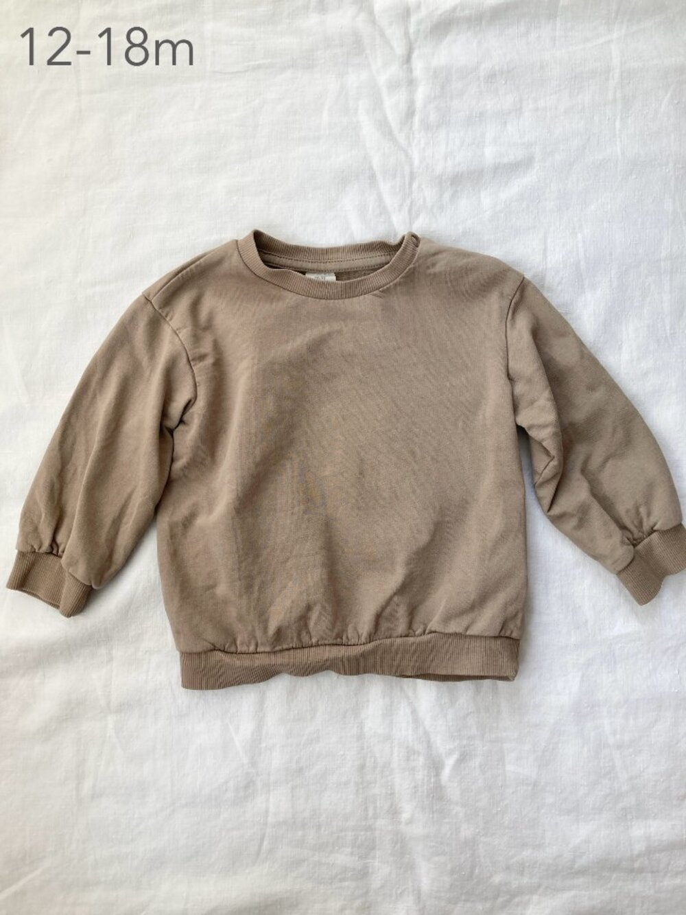 🪴5/$30 H&M 12-18 Months Toddler Beige Brown Crewneck Sweatshirt Neutral